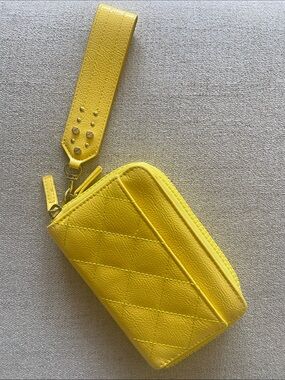 Bright Yellow Quilted Wristlet Wallet - Women's Accessory.